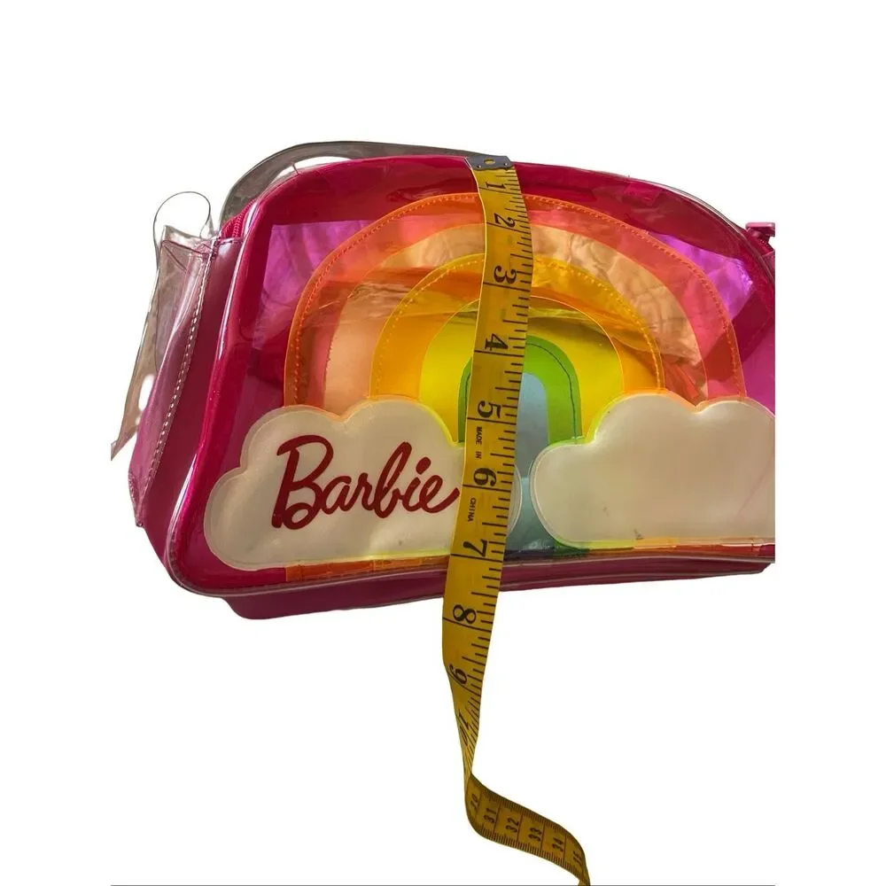 Mattel Clear Pink Multicolor Barbie Rainbow Clouds Plastic Tote Bag